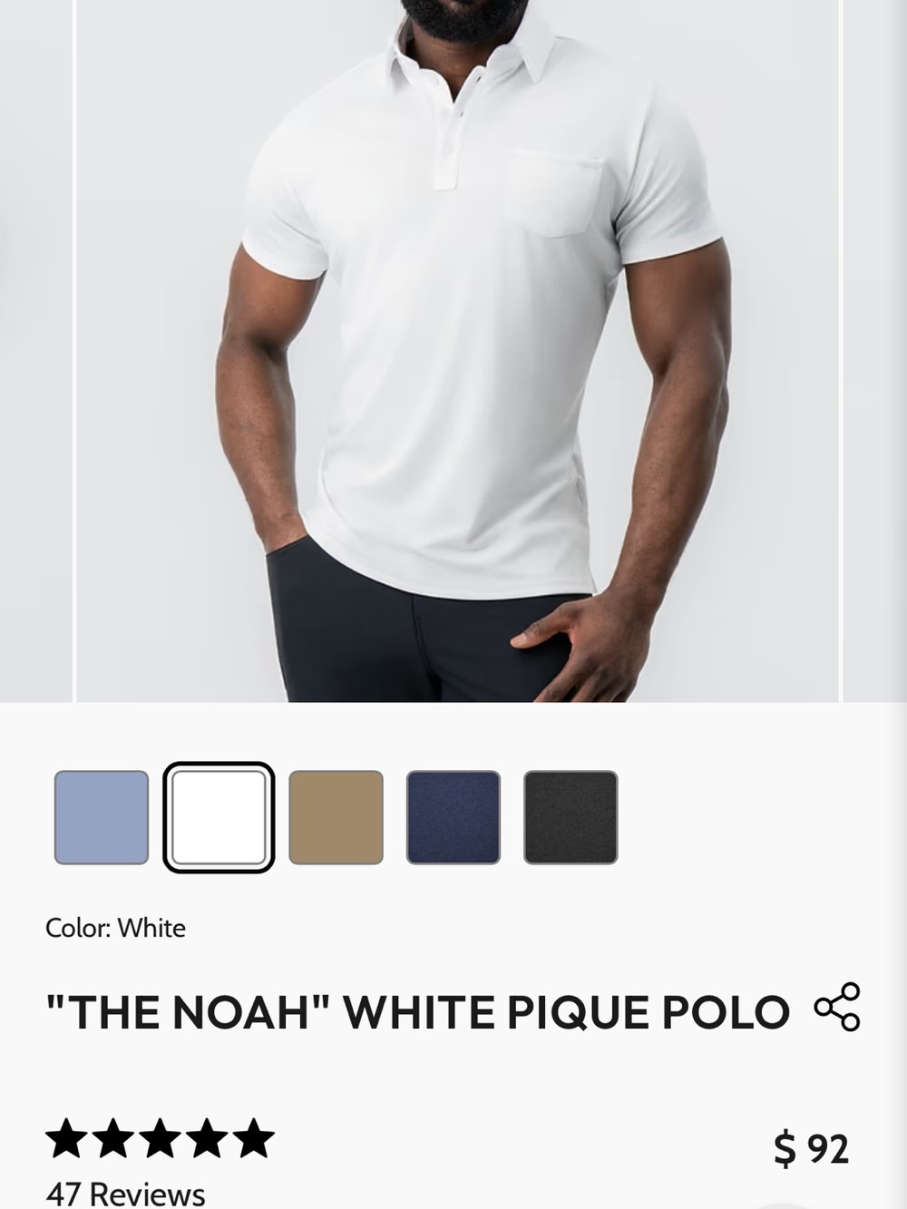 White Pique Polo Shirt with Chest Pocket